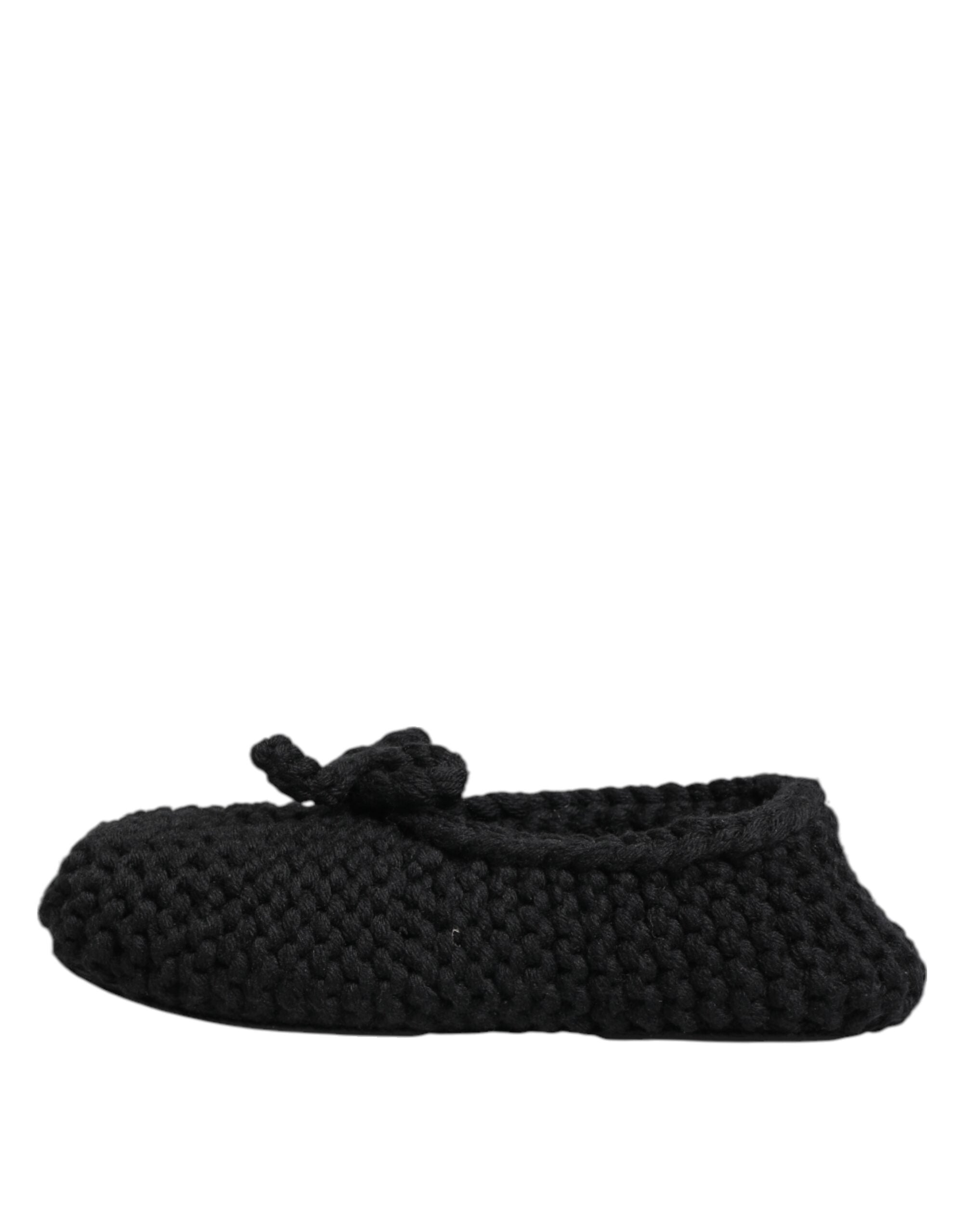 Dolce & Gabbana Siyah Yün Örgü Slip-On Balerin Ayakkabı